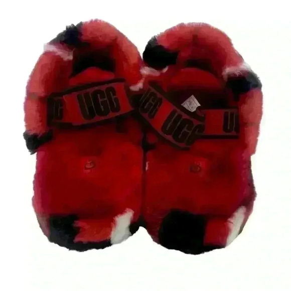 NEW UGG Fluff Yeah Slide Backstrap Slippers Plaid Punk Red Women’s Size 6 - Picture 5 of 7